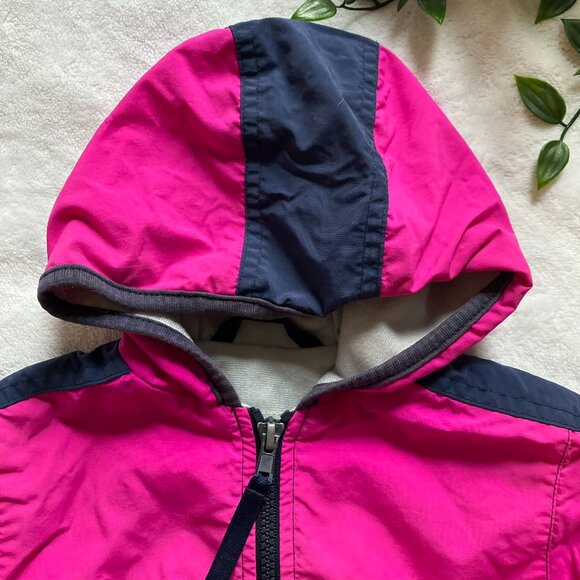 Please Mum Fleece-Lined Hooded Jacket 12-18M | Pink & Navy Windbreaker VGUC - Picture 2 of 16